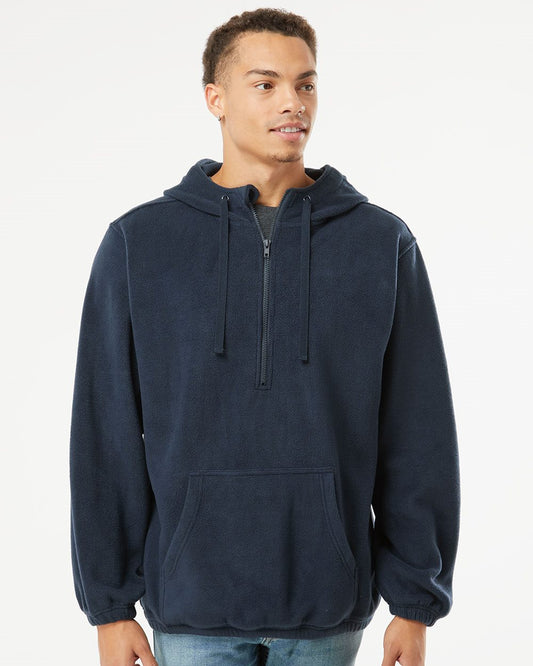 Burnside Men's Polar Fleece Quarter-Zip Hooded Pullover 3600