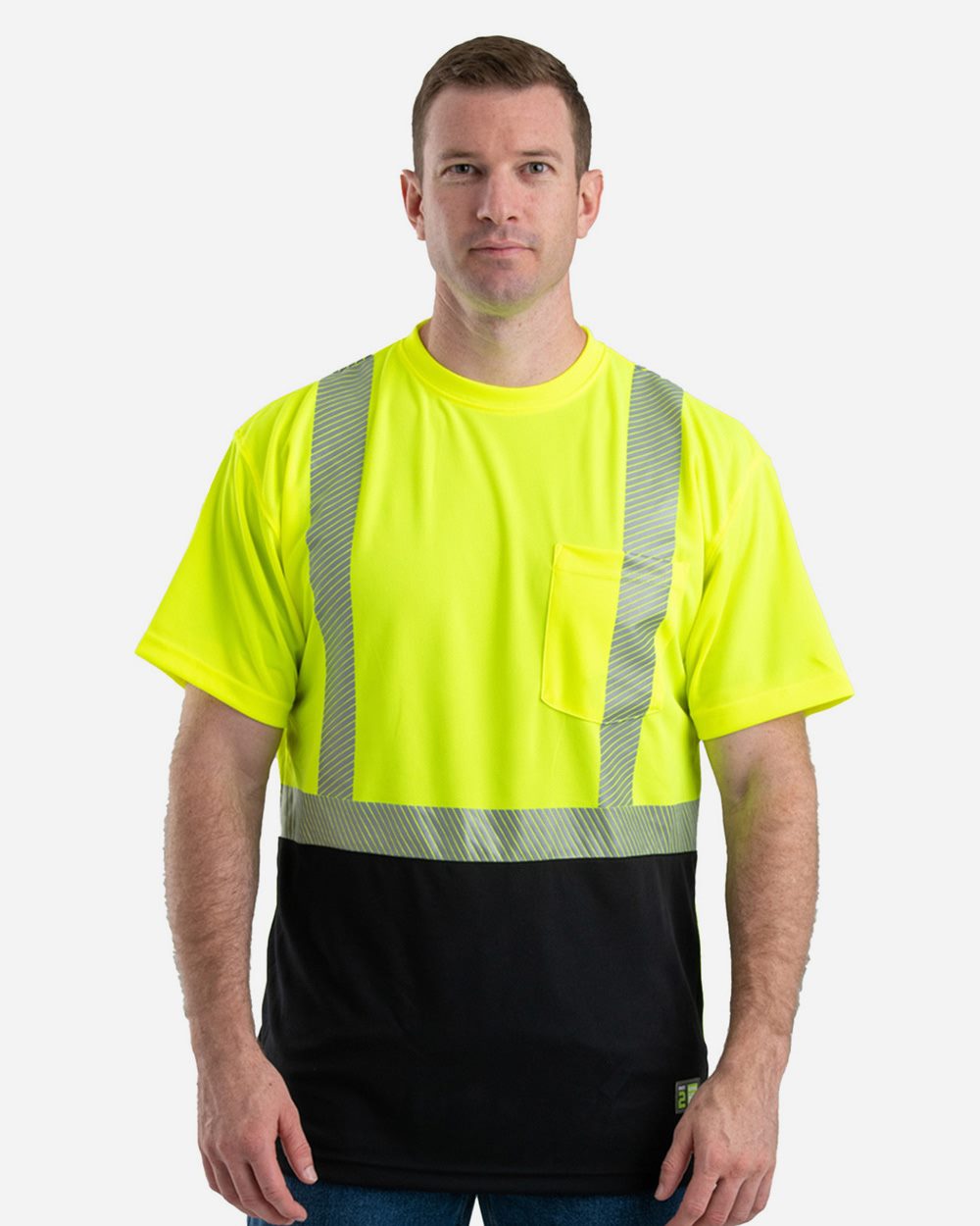 Berne Apparel Unisex Hi-Vis Class 2 Color Blocked Pocket T-Shirt HVK017