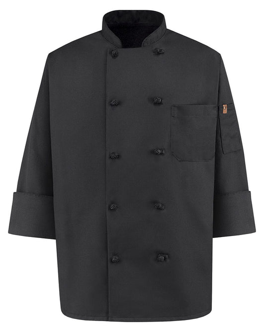 Chef Designs Black Knot Button Chef Coat 0427