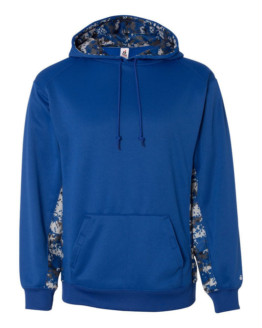Badger Men's Digital Camo Colorblock Performance Fleece Hooded Sweatshirt 1464