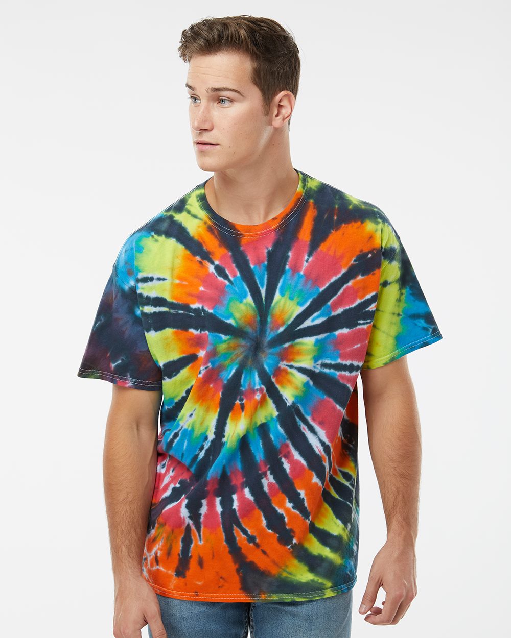 Dyenomite Rainbow Cut-Spiral Tie-Dyed T-Shirt 200TD