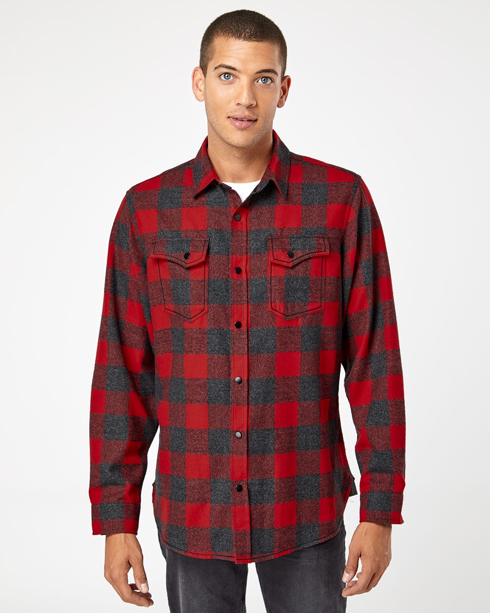 Burnside Snap Front Long Sleeve Plaid Flannel Shirt 8219