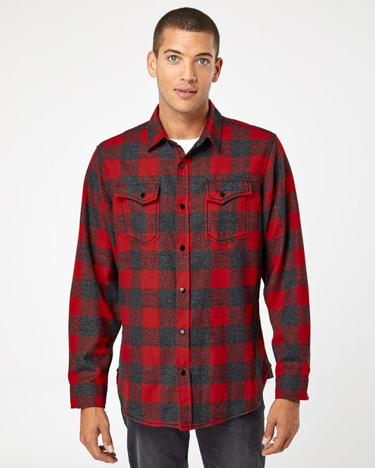 Burnside Men's Snap Front Plaid Flannel Shirt 8219