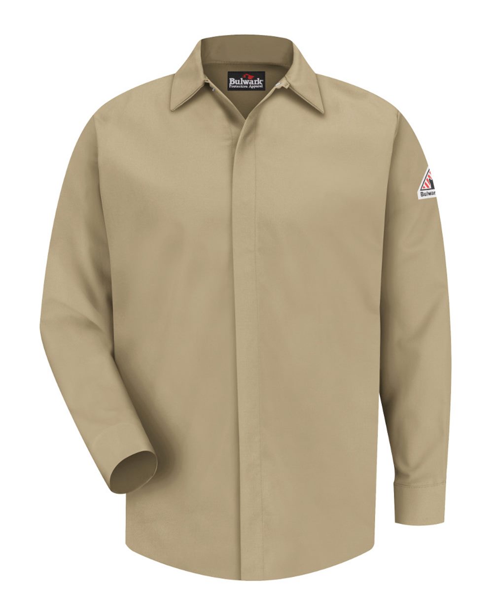 Bulwark Men's Concealed-Gripper Pocketless Work Shirt SLS2