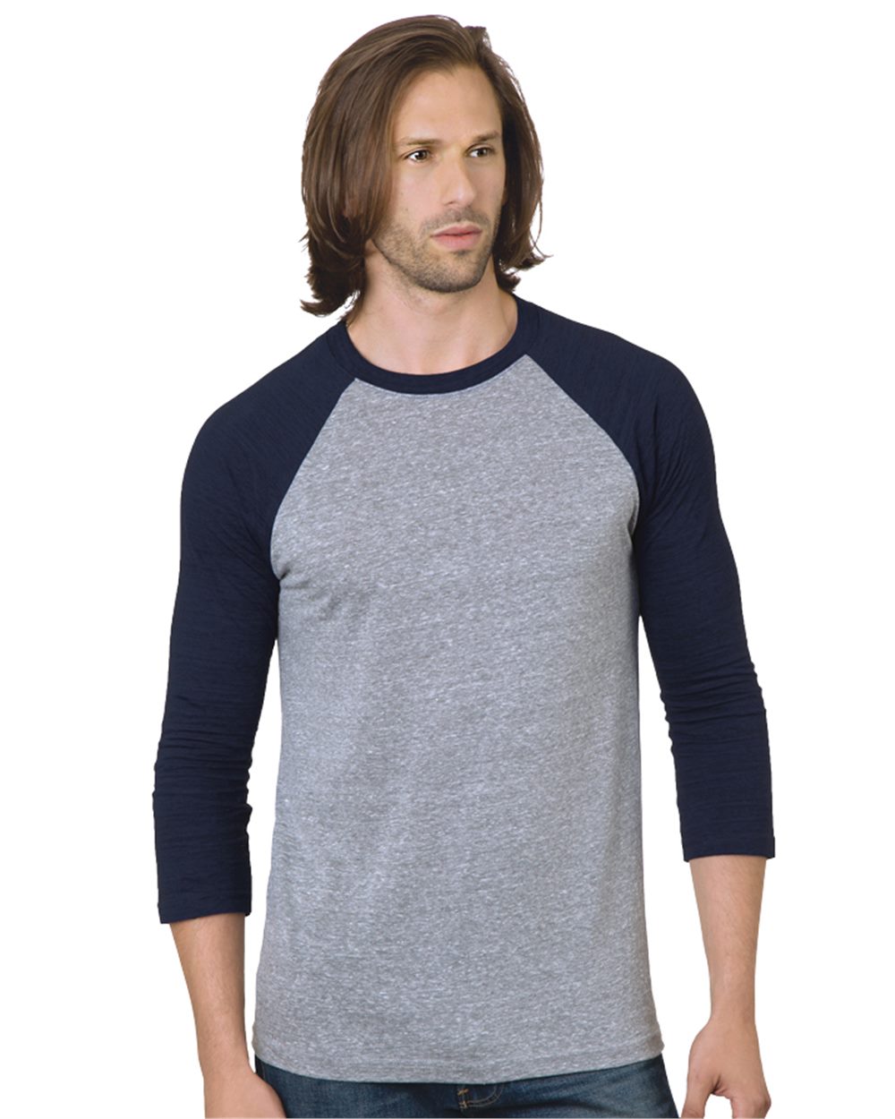 Bayside Unisex Triblend Three-Quarter Sleeve Raglan T-Shirt 9525