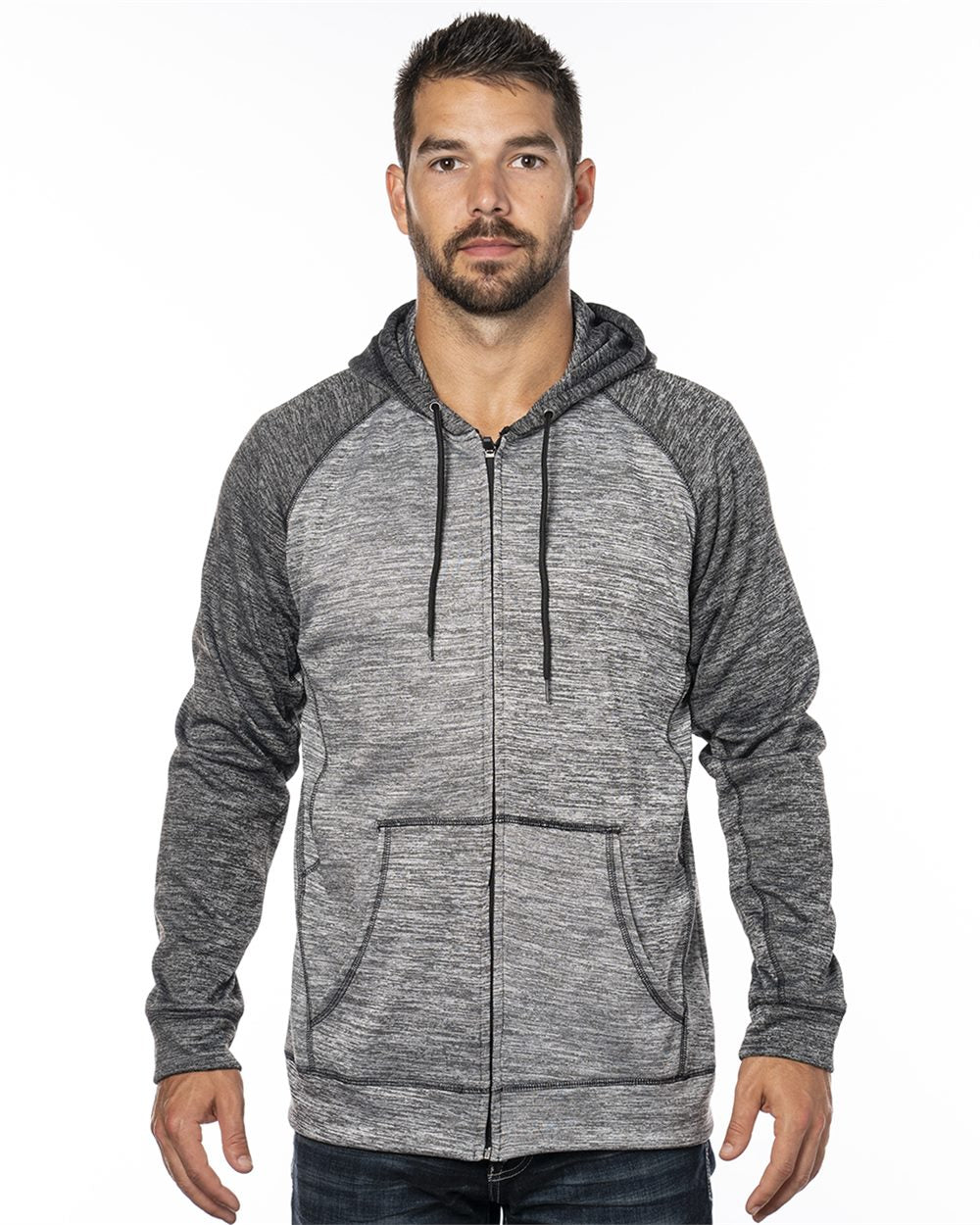 Burnside Men's Performance Raglan Full-Zip Sweatshirt 8660