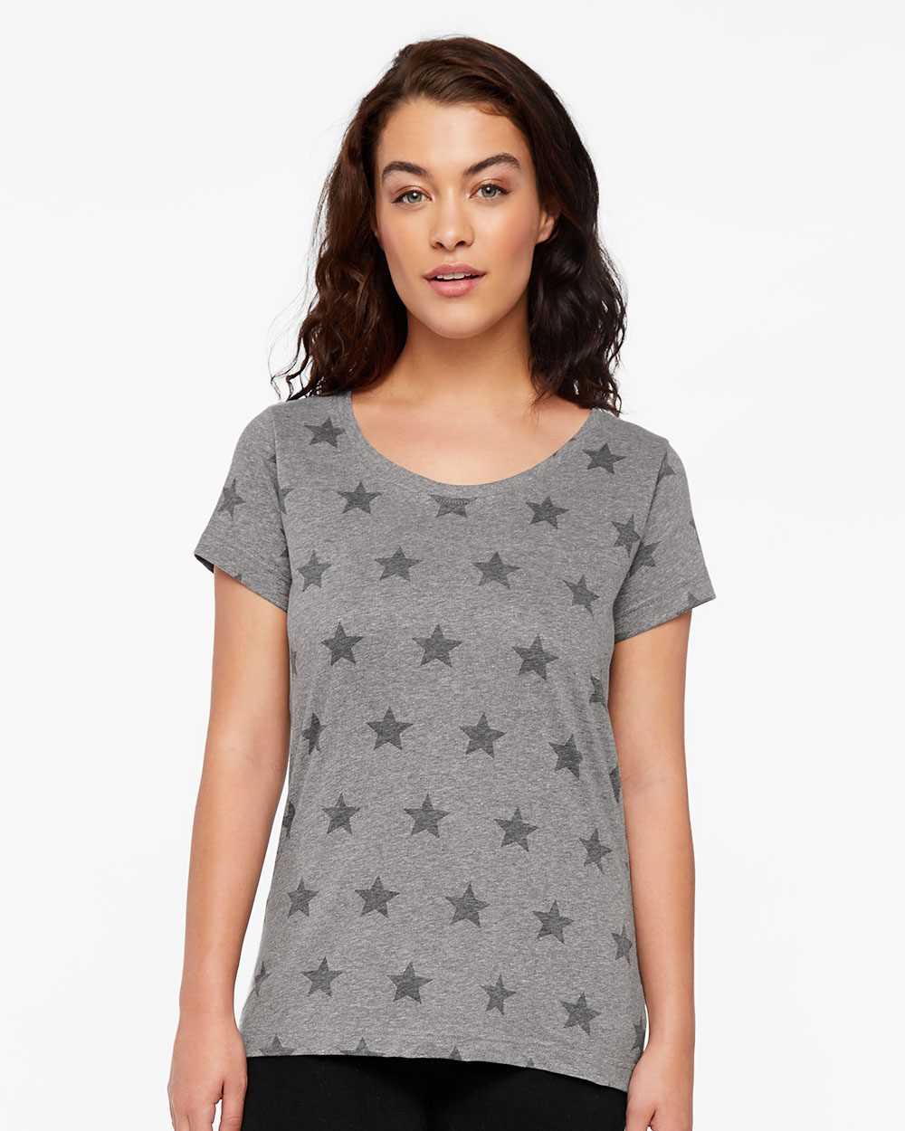 Code Five Women's Star Print Scoop Neck Tee 3629