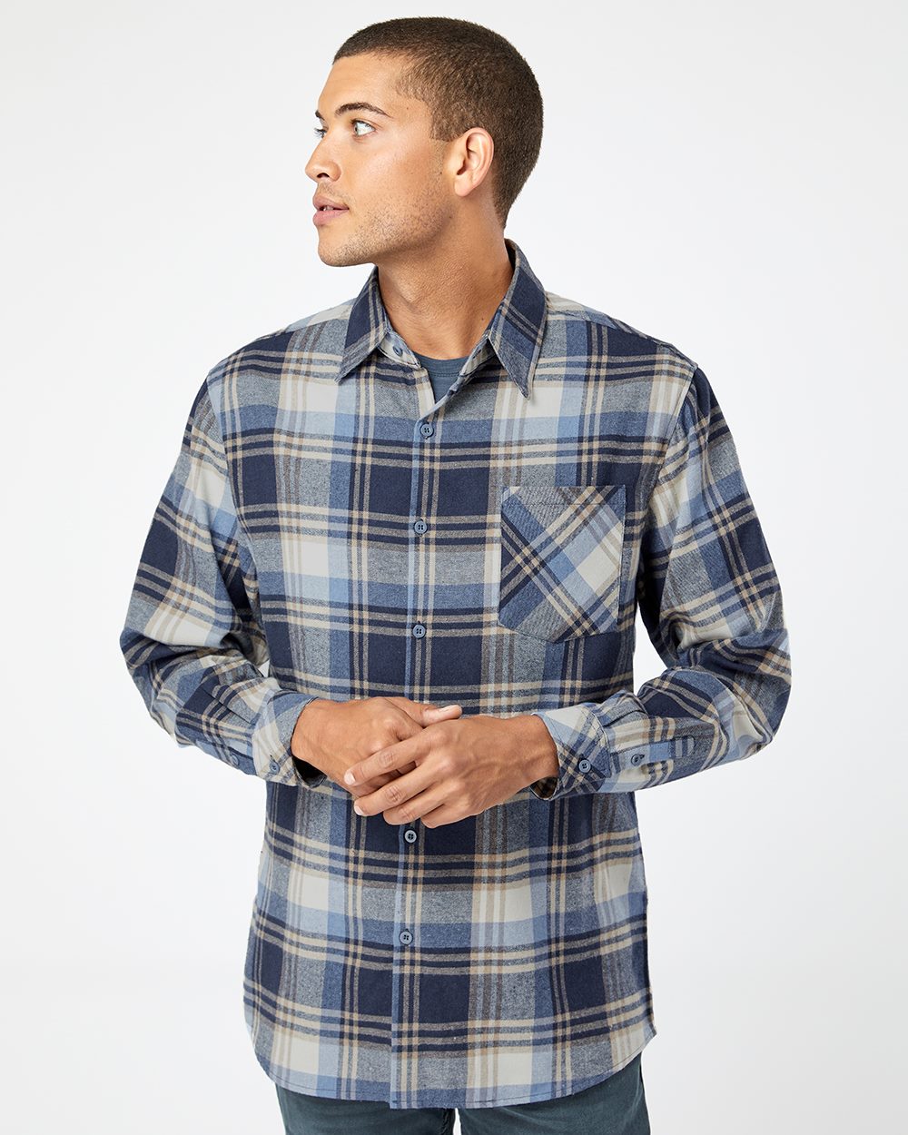 Burnside Open Pocket Long Sleeve Flannel Shirt 8212