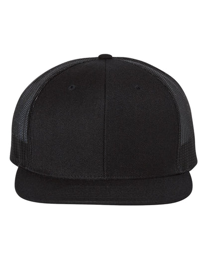 Richardson Wool Blend Flat Bill Trucker Cap 511 #color_Black/ Black