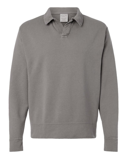 ComfortWash by Hanes Unisex Garment-Dyed Polo Collar Sweatshirt GDH490 #color_Concrete Grey