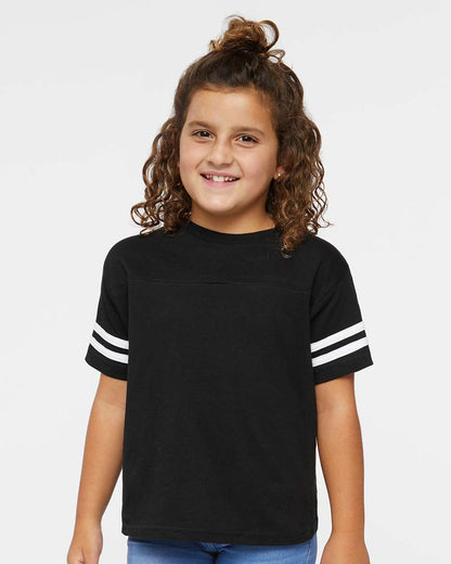 Rabbit Skins Toddler Football Fine Jersey Tee 3037 #colormdl_Black Solid/ White