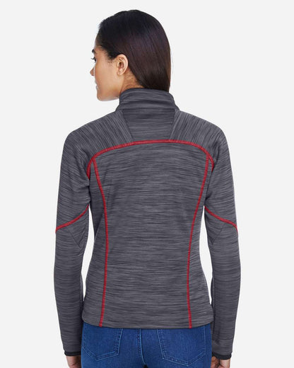 North End Women's Flux Mélange Bonded Fleece Jacket 78697 #colormdl_Carbon/ Olympic Red