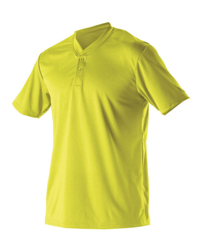 Alleson Athletic Youth Baseball Two Button Henley Jersey 522MMY #color_Electric Yellow