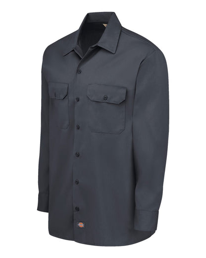 Dickies Men's Tall Long Sleeve Work Shirt 5574T #color_Charcoal