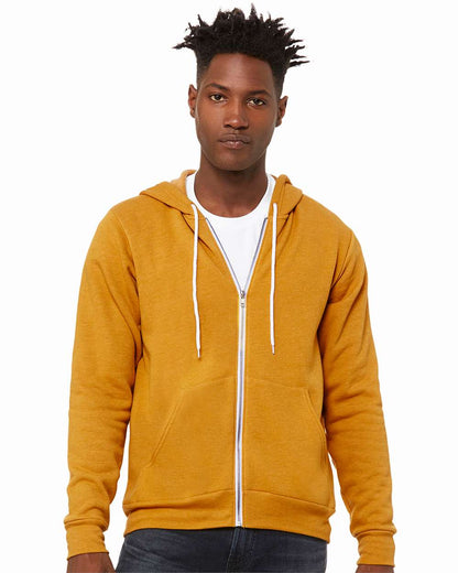 BELLA + CANVAS Sponge Fleece Full-Zip Hoodie 3739 #colormdl_Heather Mustard