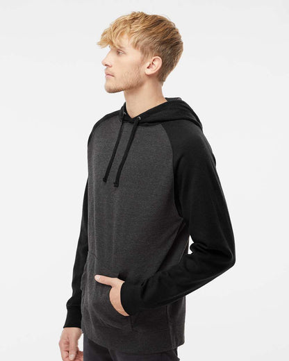 Independent Trading Co. Unisex Raglan Hooded Sweatshirt IND40RP #colormdl_Charcoal Heather/ Black