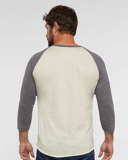 LAT Men's Baseball Fine Jersey Three-Quarter Sleeve Tee 6930 #colormdl_Natural Heather/ Granite Heather