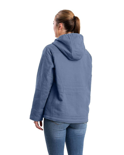Berne Apparel Women's Sherpa-Lined Twill Hooded Jacket WHJ48 #colormdl_Steel Blue
