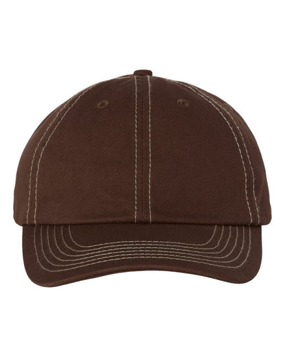Valucap Bio-Washed Classic Dad Hat VC300A #color_Brown/ Stone Stitch