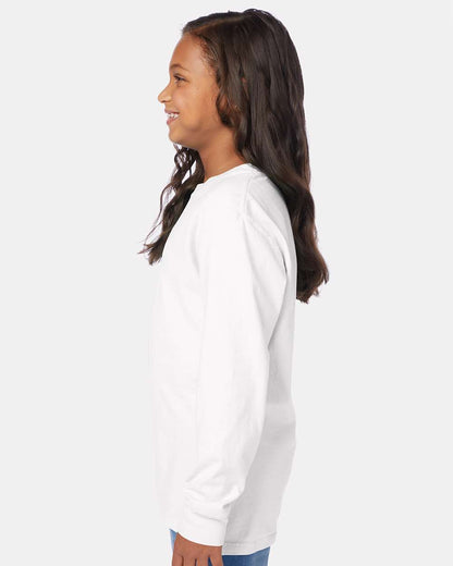 ComfortWash by Hanes Garment-Dyed Youth Long Sleeve T-Shirt GDH275 #colormdl_White