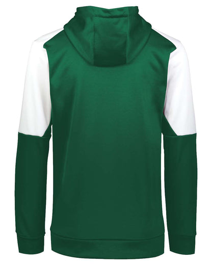 Holloway Youth Blue Chip Hooded Sweatshirt 222640 #color_Dark Green/ White
