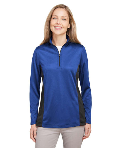 Harriton Women's Flash Snag Protection Plus IL Colorblock Quarter-Zip Pullover M786W #colormdl_True Royal/ Black