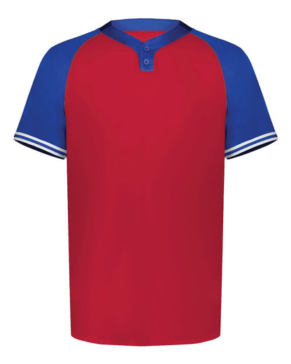 Augusta Sportswear Cutter Henley Jersey 6905 #color_Scarlet/ Royal