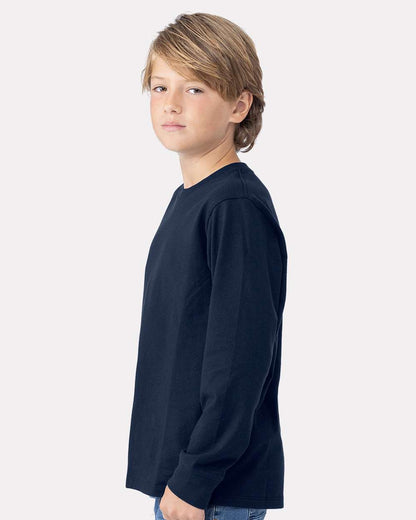 Next Level Youth Cotton Long Sleeve T-Shirt 3311 #colormdl_Midnight Navy