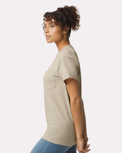 Gildan Unisex Ultra Cotton® Pocket T-Shirt 2300 #colormdl_Sand