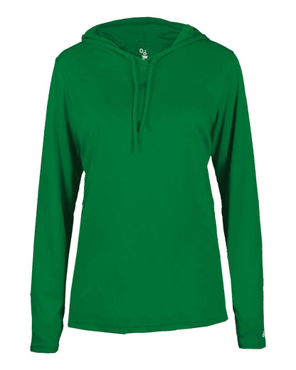 Badger Women's B-Core Long Sleeve Hooded T-Shirt 4165 #color_Kelly