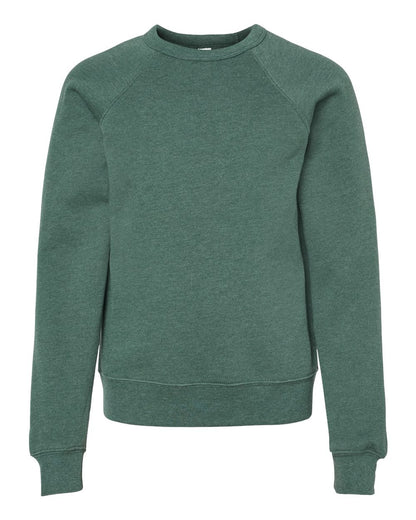 BELLA + CANVAS Youth Sponge Fleece Crewneck Sweatshirt 3901Y #color_Heather Forest