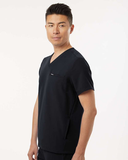 Jaanuu Men's Platt 3-Pocket Scrub V-Neck Top M10002 #colormdl_Black
