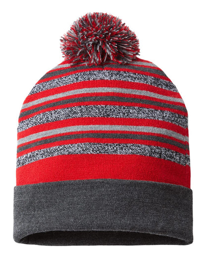 CAP AMERICA USA-Made Striped Beanie RKL12 #color_True Red