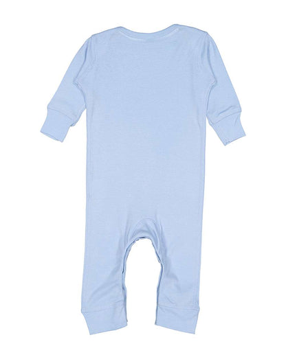 Rabbit Skins Infant Long Legged Baby Rib Bodysuit 4412 #color_Light Blue