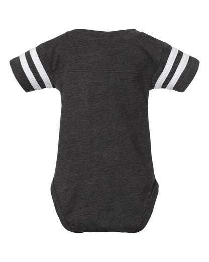 Rabbit Skins Infant Football Fine Jersey Bodysuit 4437 #color_Vintage Smoke/ White