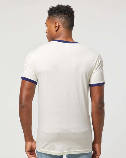 Tultex Fine Jersey Ringer T-Shirt 246 #colormdl_Vintage White/ Inked India