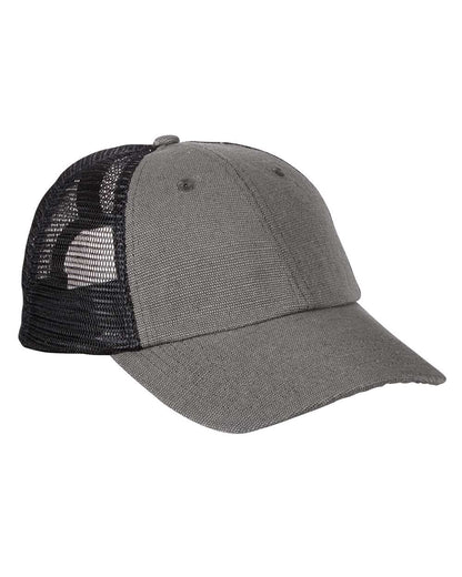 econscious Washed Hemp Soft Mesh Trucker Cap EC7095 #color_Charcoal/ Black