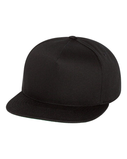 YP Classics Five-Panel Cotton Twill Snapback Cap 6007 #color_Black