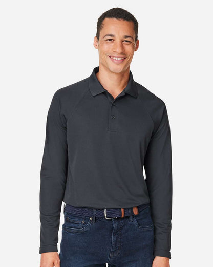Harriton Men's Charge Snag and Soil Protect Long Sleeve Polo M208L #colormdl_Dark Charcoal