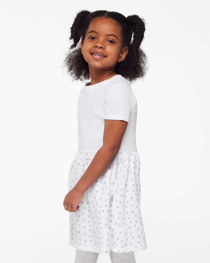 Rabbit Skins Toddler Fine Jersey Dress 5333 #colormdl_White/ White Spot