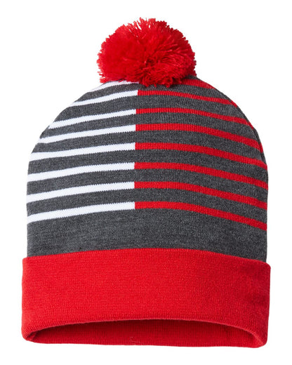 CAP AMERICA USA-Made Half Color Beanie RKH12 #color_True Red/ White