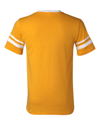 Augusta Sportswear V-Neck Jersey with Striped Sleeves 360 #color_Gold/ White