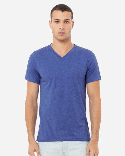 BELLA + CANVAS Unisex Heather CVC V-Neck Tee 3005CVC #colormdl_Heather True Royal