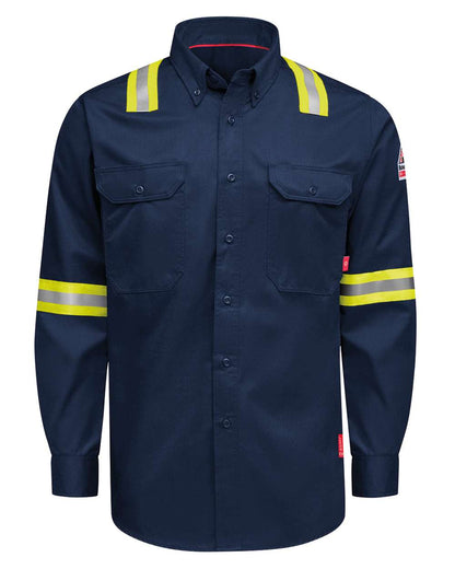 Bulwark Nomex® Comfort Enhanced-Vis Woven Long Sleeve Shirt QS26EVH #color_Navy