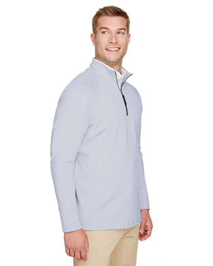 Devon & Jones Men's CrownLux Performance® Clubhouse Micro-Stripe Quarter-Zip Pullover DG480 #colormdl_Navy