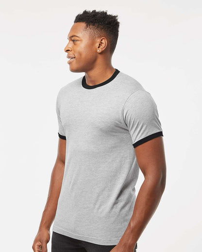 Tultex Fine Jersey Ringer T-Shirt 246 #colormdl_Heather Grey/ Black