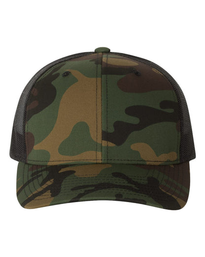YP Classics Retro Trucker Cap 6606 #color_Green Camo/ Black