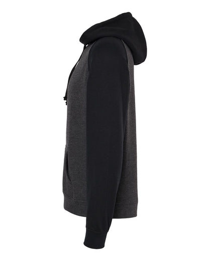 Independent Trading Co. Unisex Raglan Hooded Sweatshirt IND40RP #color_Gunmetal Heather/ Black