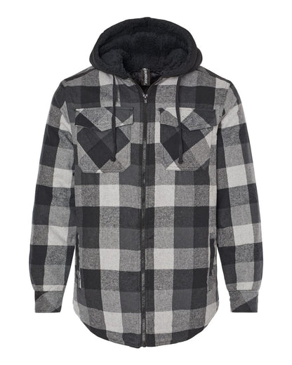 Burnside Quilted Flannel Hooded Jacket 8620 #color_Black/ Grey