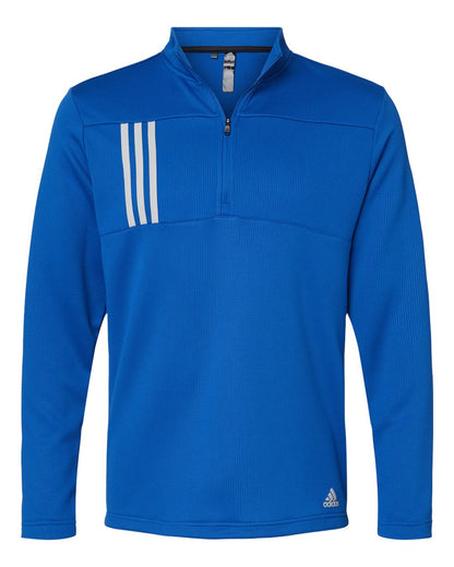 Adidas Men's 3-Stripe Double Knit Quarter-Zip Pullover A482 #color_Team Royal/ Grey Two